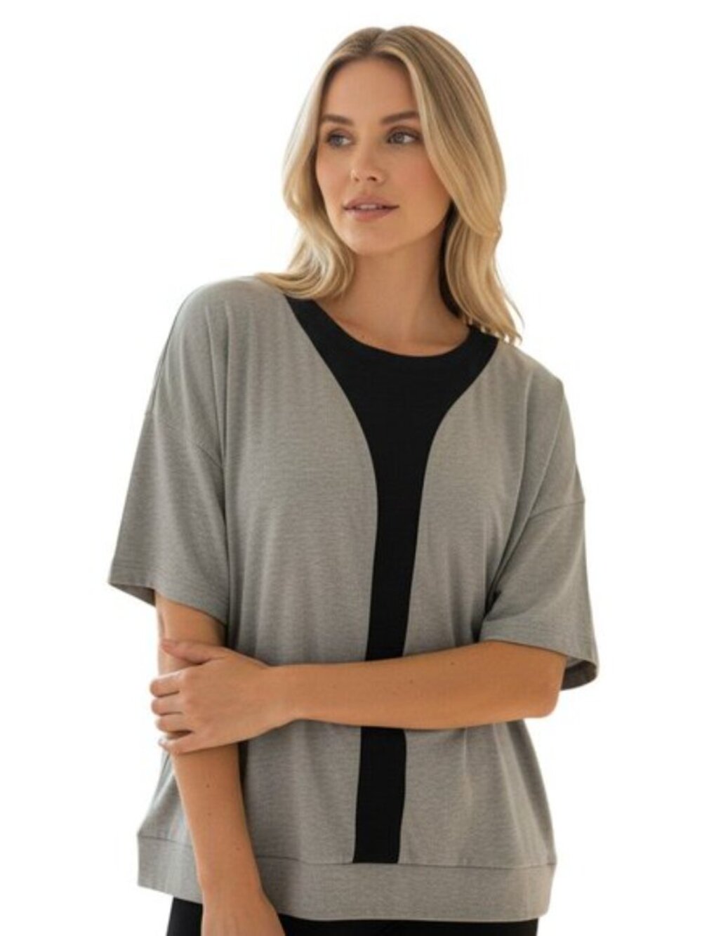 New Balance x Heidi Klum Women's S Gray Cashmere Blend Contrast Trim Top NWT